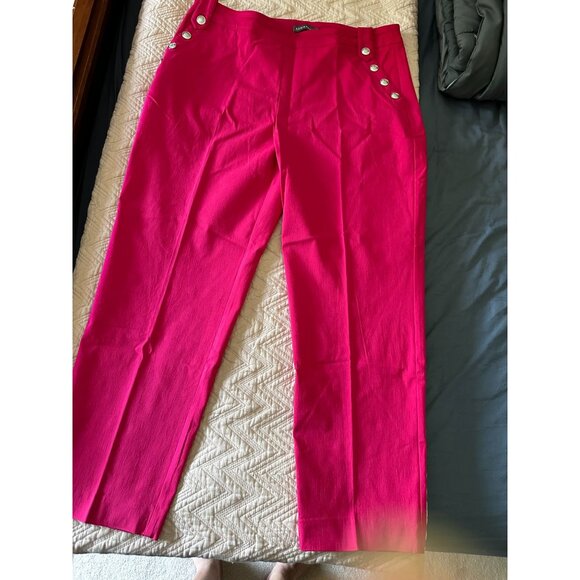 NWOT Kate & Mallory Vibrant Fuchsia ankle Trousers Large - Picture 1 of 6